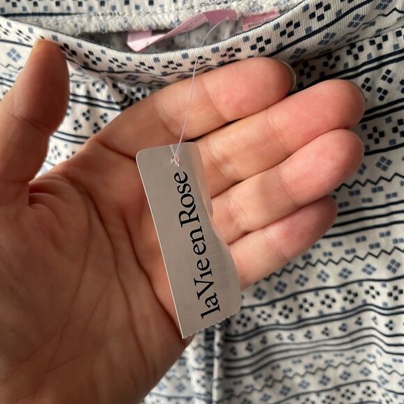 𝅺la vie en rose blue and white cropped sleep pants size small NWT - Picture 6 of 9